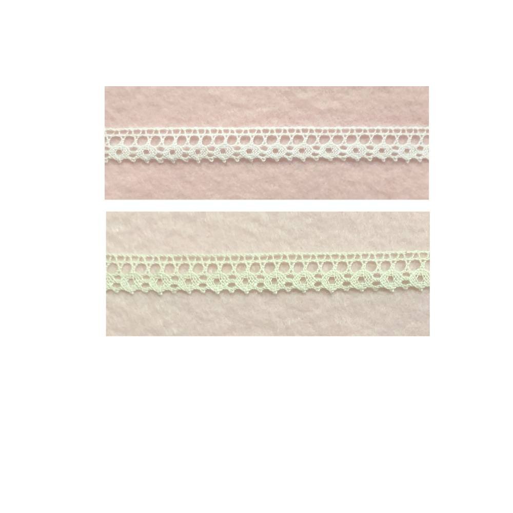 101 (1) Merletto fuselli in Cotone 100% altezza 10 mm Bianco-Ecrù - art.101 - immagine 1