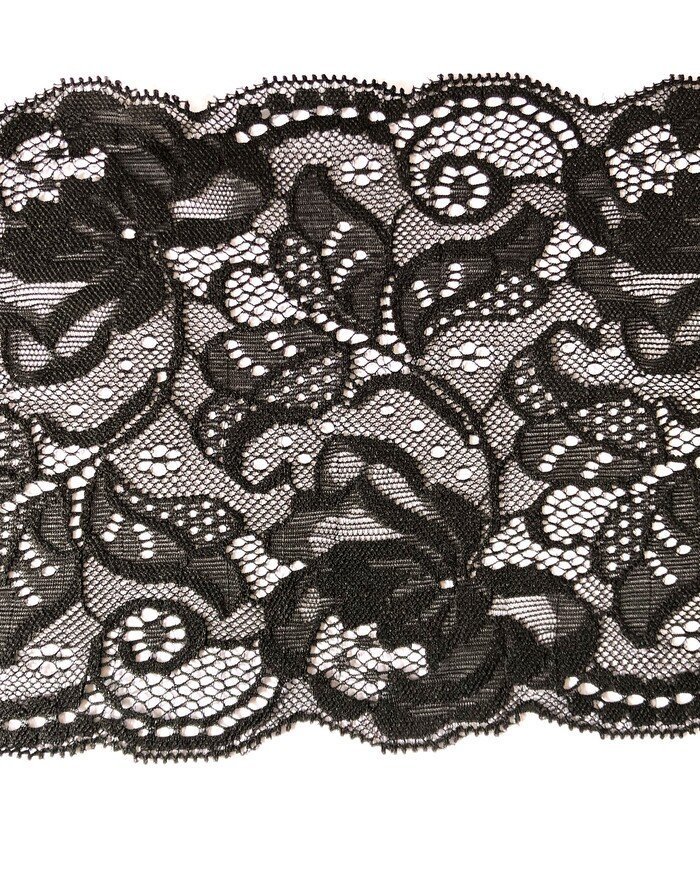 Pizzo Rachel Jaquard mm.150 Elastico art.1610380 Nero Bianco