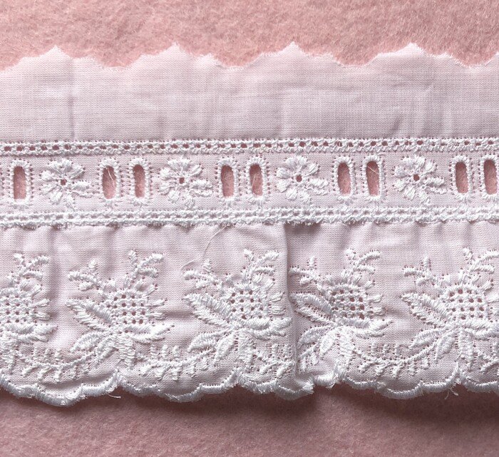 Ricamo Sangallo con passanastro 100% cotone Bianco 13 metri- art.1002092