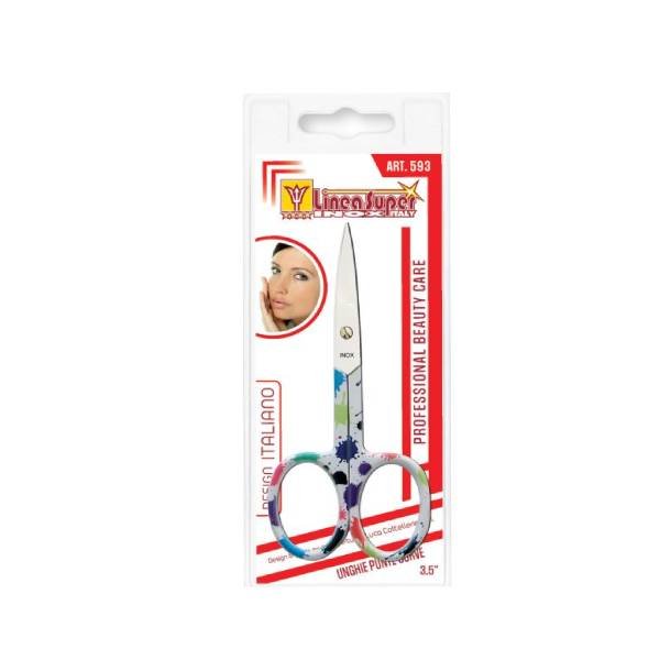 Forbici per unghie punte curve manico multicolor 3,5" DE LUCA linea Super art.593