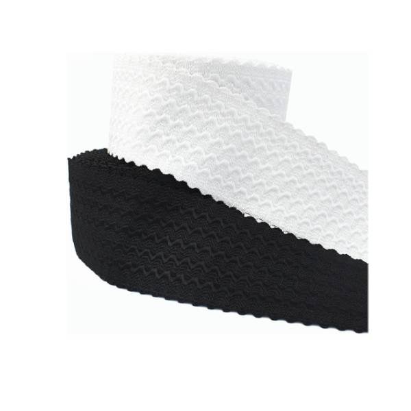Nastro elastico ondulato serpentina nero bianco mm 40/60