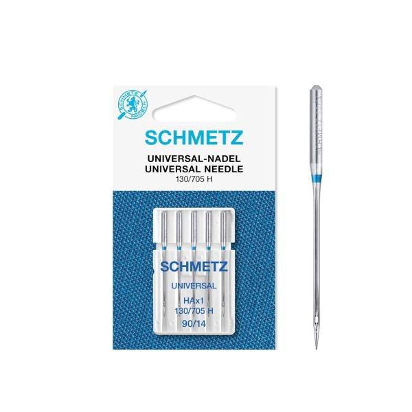 schmetz 90 14 Aghi per macchine da cucire 5 pezzi 130/705 H, universali 90/14 SCHMETZ - immagine 1