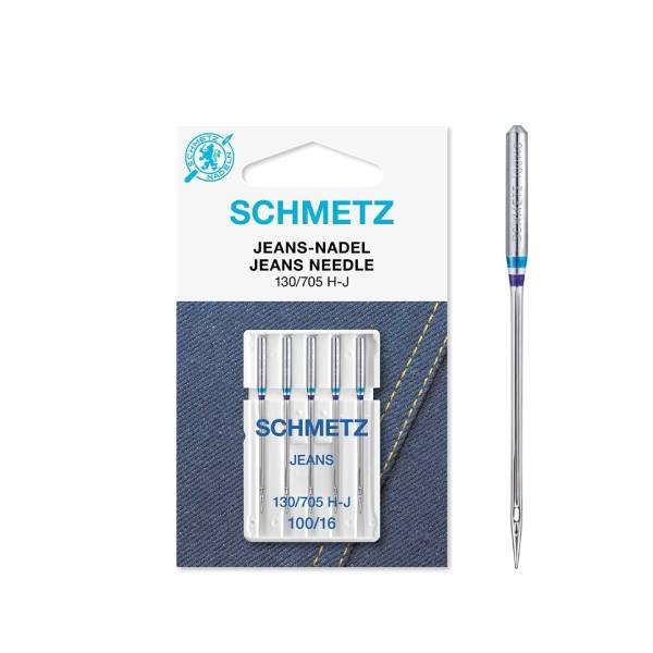 Aghi per macchine da cucire 5 pezzi 130/705 H-J, Jeans 100/16 SCHMETZ