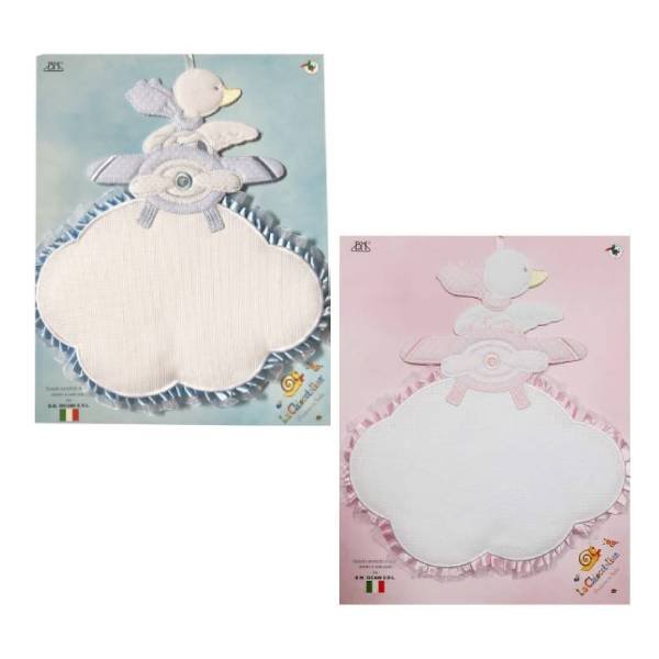 Coccarda nascita aereo nuvola ricamabile rosa azzurro - La Chiocciolina 1051