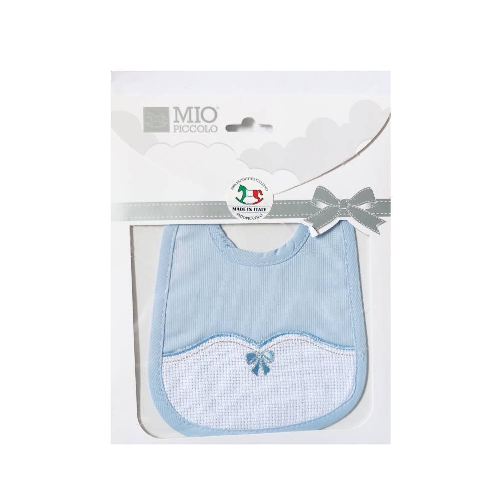 Bavaglino neonato bavetta ricamata cotone con inserto in tela aida da personalizzare- art.193/559