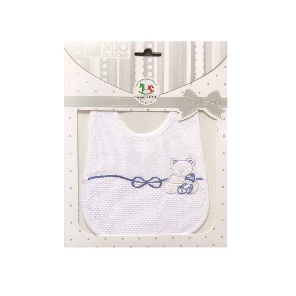 Bavaglino neonato bavetta ricamata cotone con inserto in tela aida da personalizzare- art.193/561