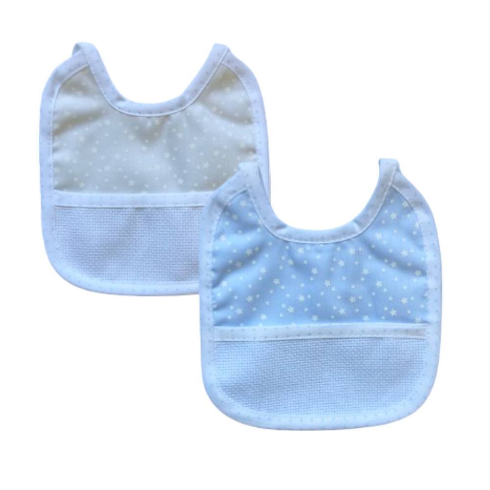 Bavaglino neonato bavetta in cotone con inserto in tela aida da ricamare- art.27