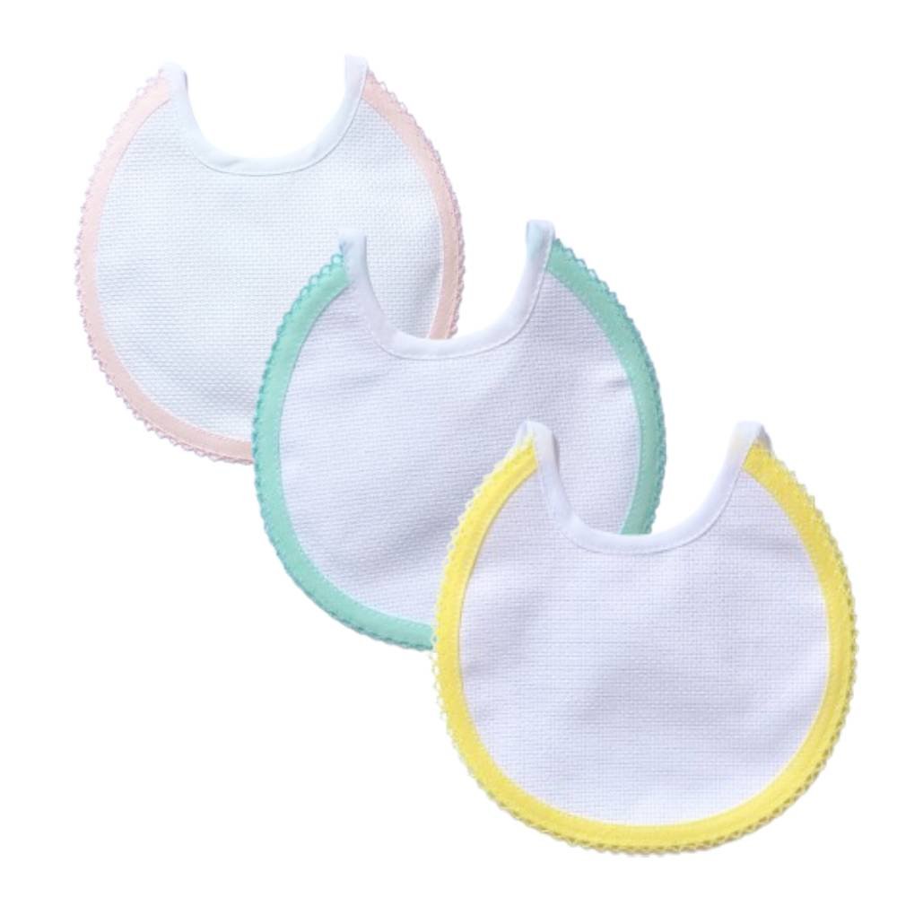 Bavaglino neonato bavetta in cotone con inserto in tela aida da ricamare- art.30