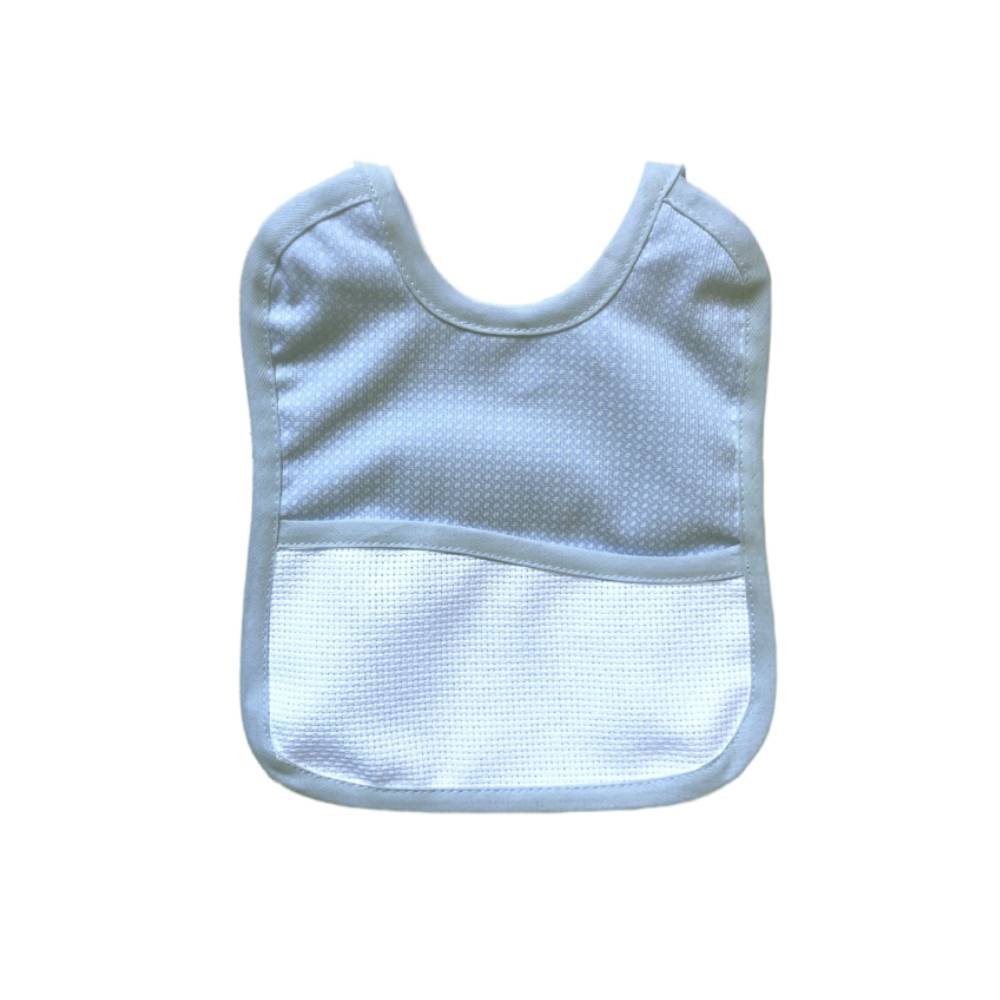 42821 azzurro Bavaglino neonato bavetta in cotone con inserto in tela aida da ricamare- Art.76 - immagine 1