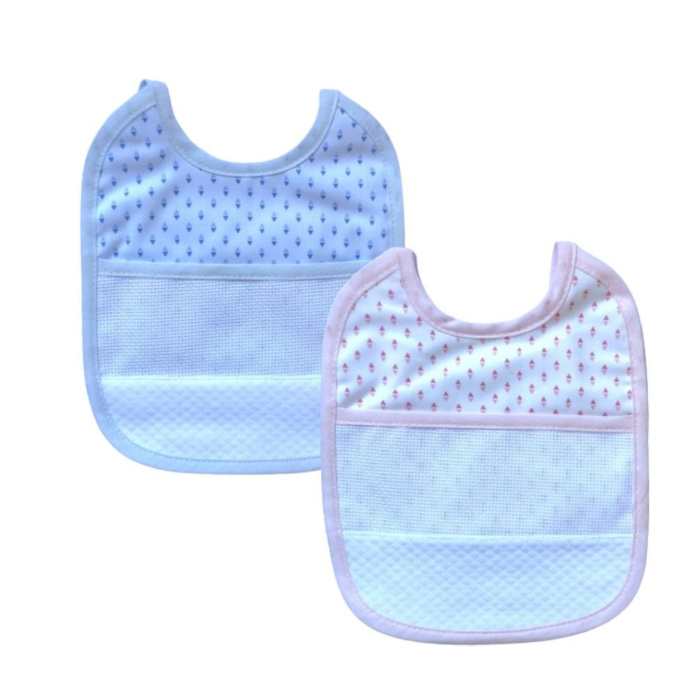 Bavaglino neonato bavetta in cotone con inserto in tela aida da ricamare- art.62