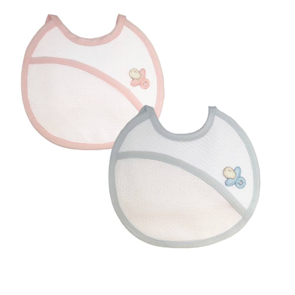 Bavaglino neonato bavetta in cotone con inserto in tela aida da ricamare- 42204