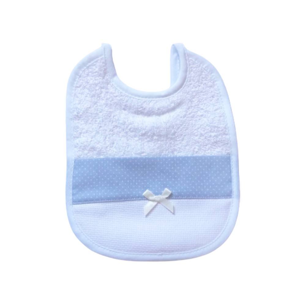 Bavaglino neonato bavetta spugna in cotone con inserto in tela aida da ricamare- art.65