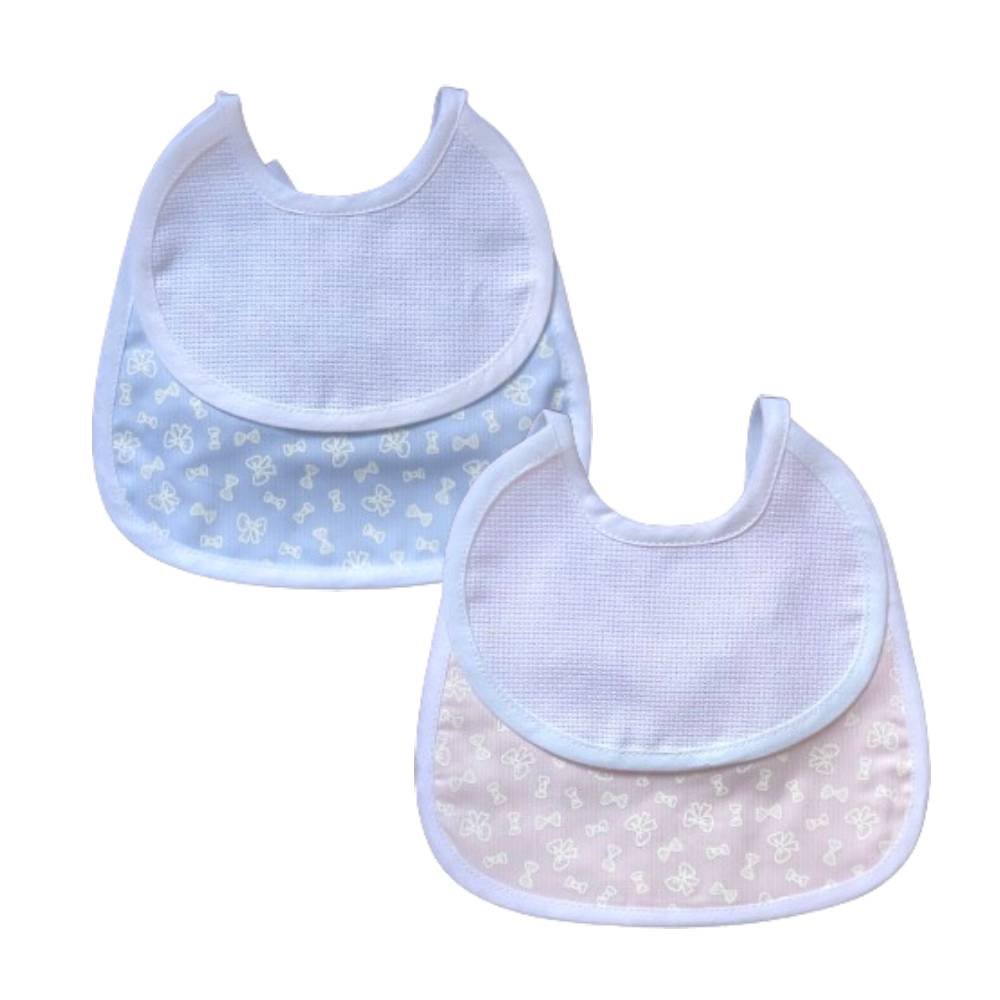 Bavaglino neonato bavetta in cotone con inserto in tela aida da ricamare- art.70