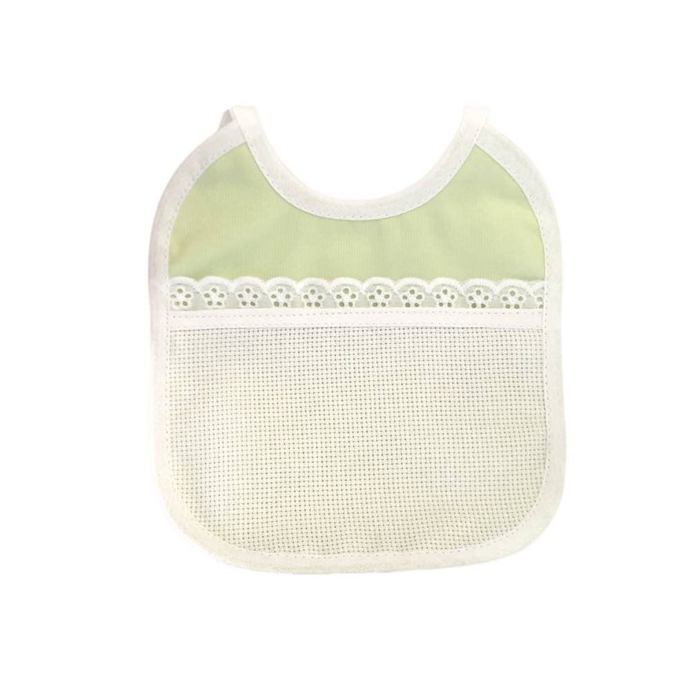 Bavaglino neonato bavetta in cotone con inserto in tela aida da ricamare- art.79