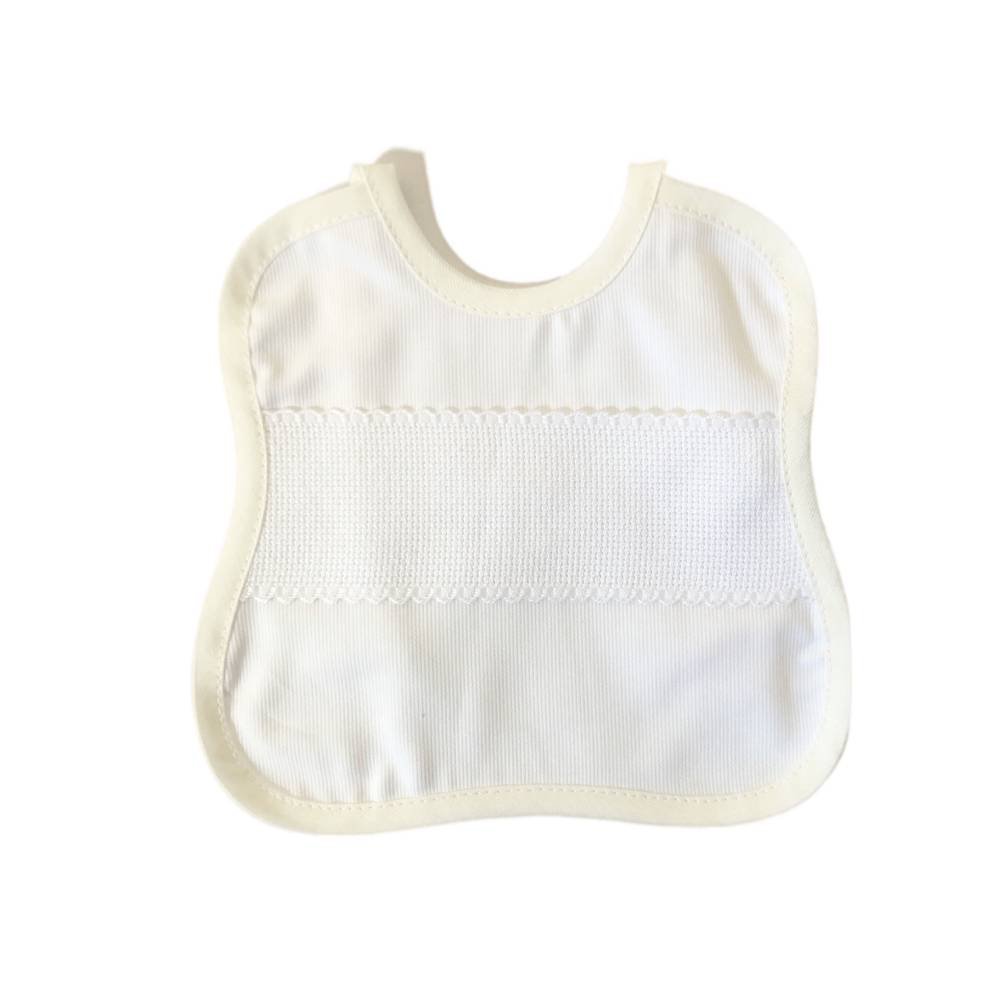 Bavaglino neonato bavetta in cotone con inserto in tela aida da ricamare- art.80