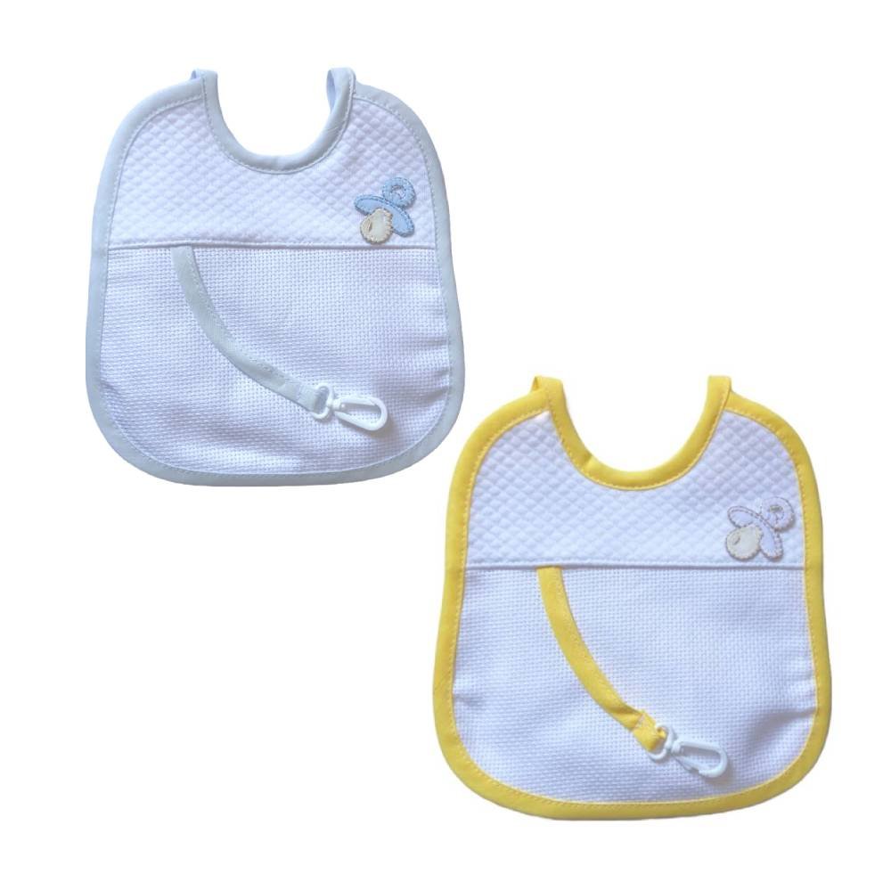 81 Bavaglino neonato bavetta con portaciuccio inserto in tela aida da ricamare- art.81 - immagine 1