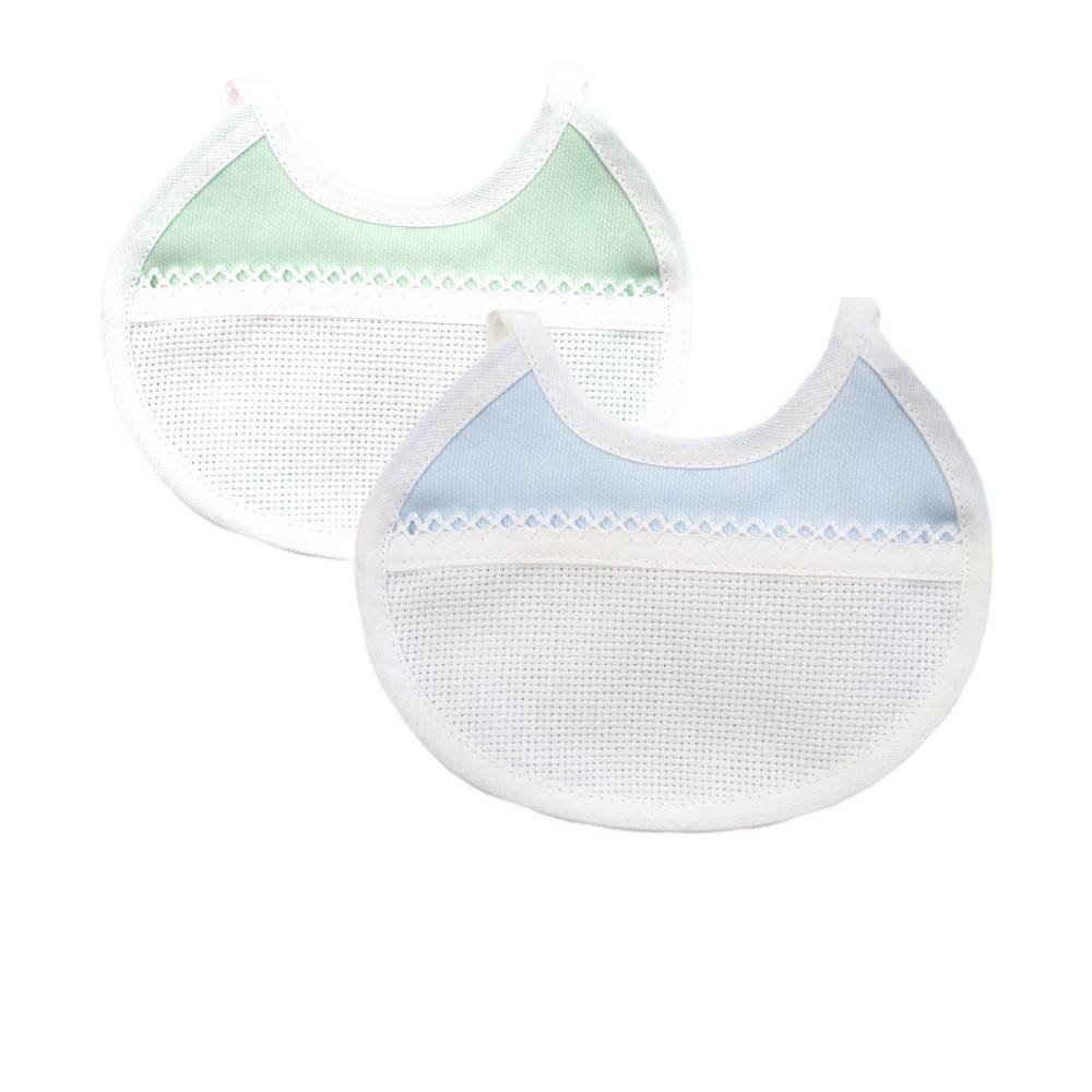 Bavaglino neonato bavetta in cotone con inserto in tela aida da ricamare- art.82