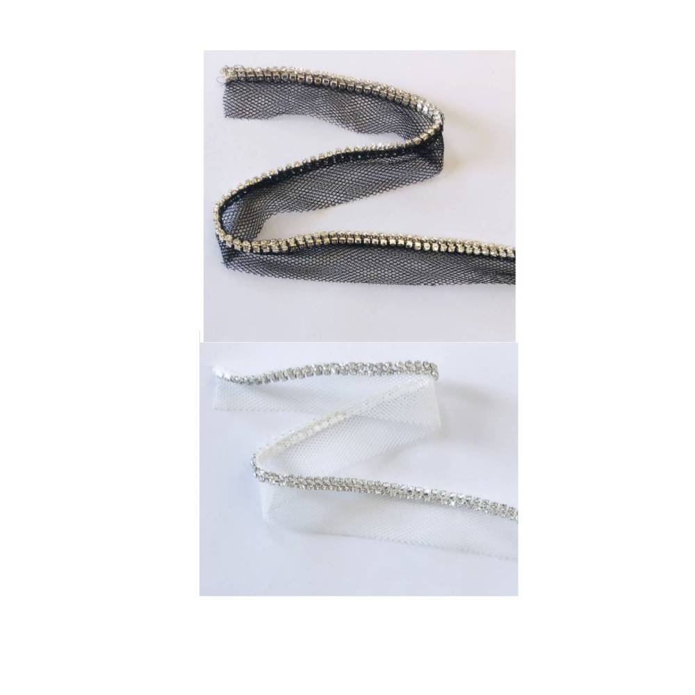 Passamaneria nastro con strass mm.15 colori vari art.2404