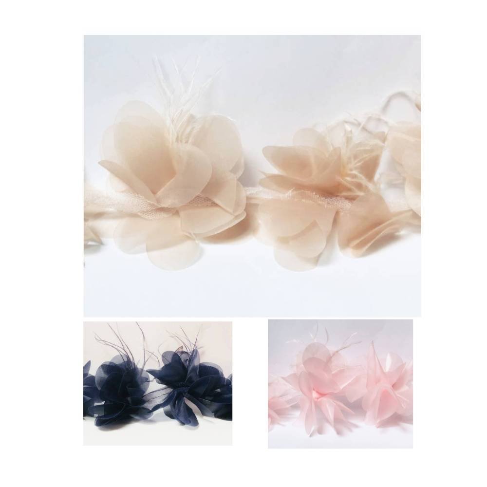 Passamaneria fiori organza colori vari art.2416