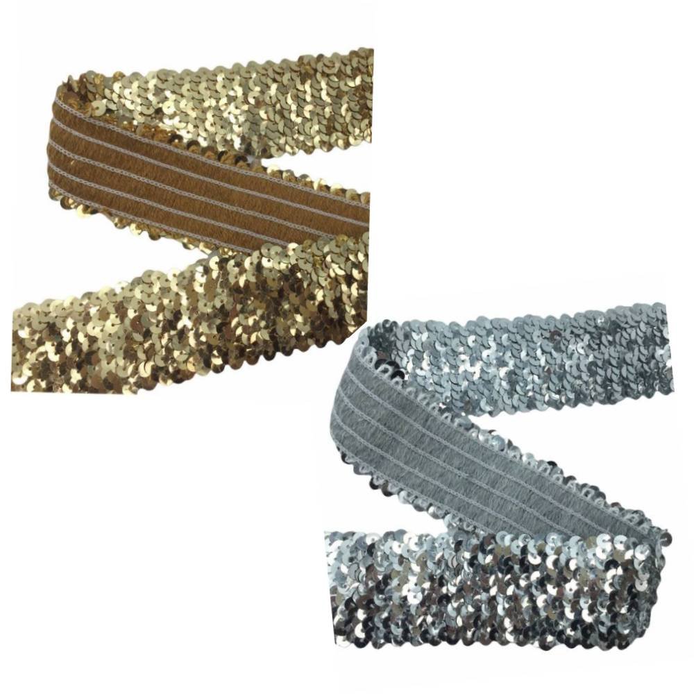Passamaneria paillettes altezza 40 mm elastica confezione da 20 metri- art.0042