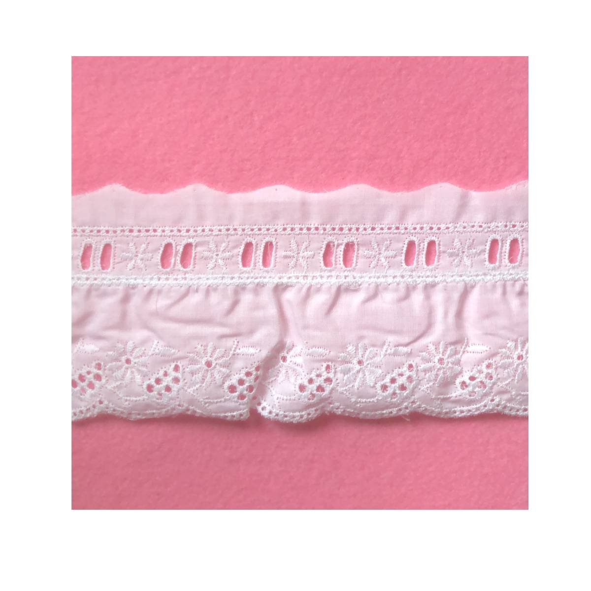 Ricamo Sangallo con passanastro 100% cotone Bianco 12,5 metri - art.1295